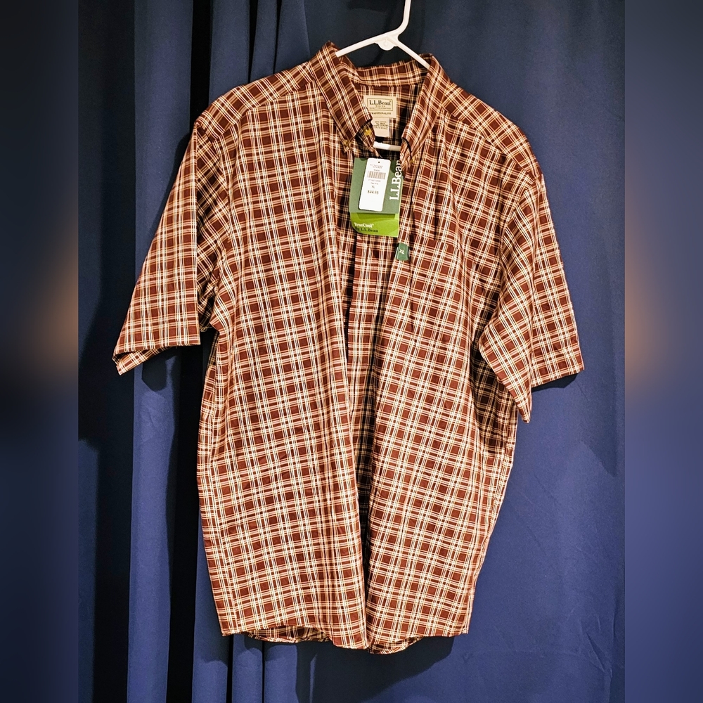 L.L.Bean Men's Checkered‎ 100% Cotton Shirt XL
